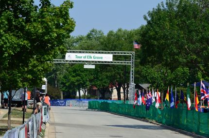 Tour of Elk Grove start/finish line and banner