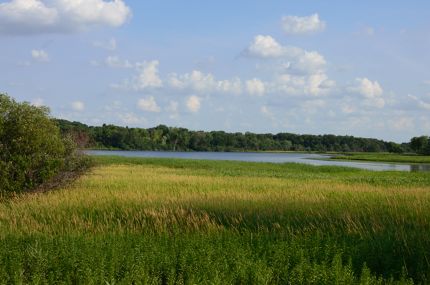 Lake Defiance in distance from bike trail