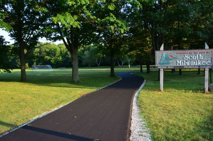 South Milwaukee sign on bike trail