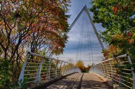 Pointy Bike Trail suspension bridge at Route 45