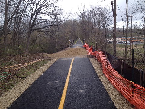 sand before bike trail bridge