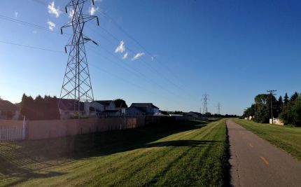 High tension tower in backyard