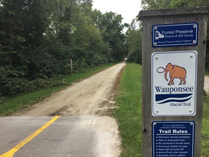 The Wauponsee Glacial Trail heading north from the river