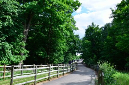 The ramp for the bike trail bridge crossing