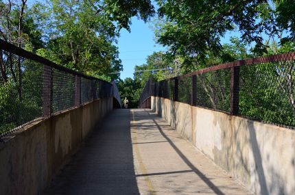 The bridge crossing Oakton on the North Branch Bike Trail