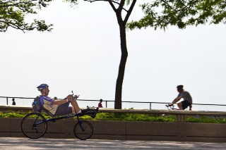 Short wheel base recumbent on Bike the Drive