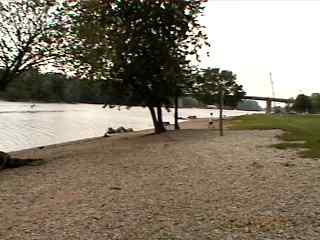 Bike trail break by the river