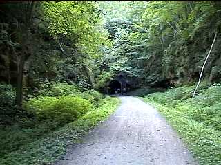 Coming up to tunnel #1 on the Elroy Sparta trail